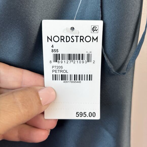 Amsale Womens Dress 4 Green Handkerchief Hem Dress Satin Evening Cocktail New - Picture 6 of 15